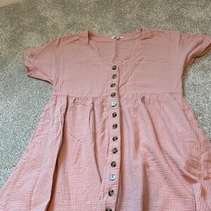 Madewell Pink Button-Front Midi Dress